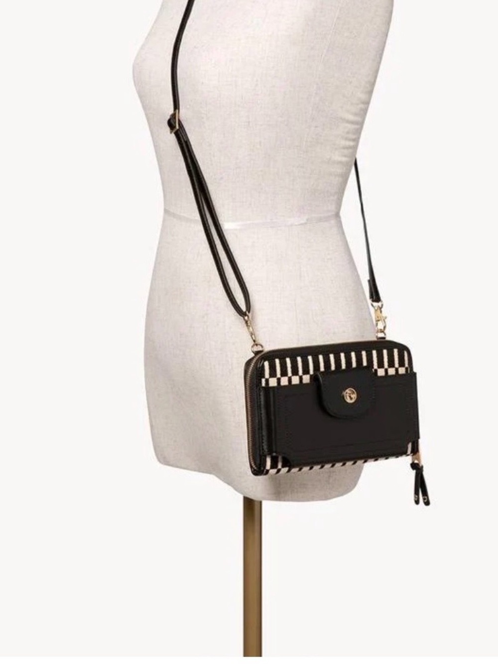 The Spartina 449 Linen Leather geometric Pattern Crossbody - Picture 2 of 13